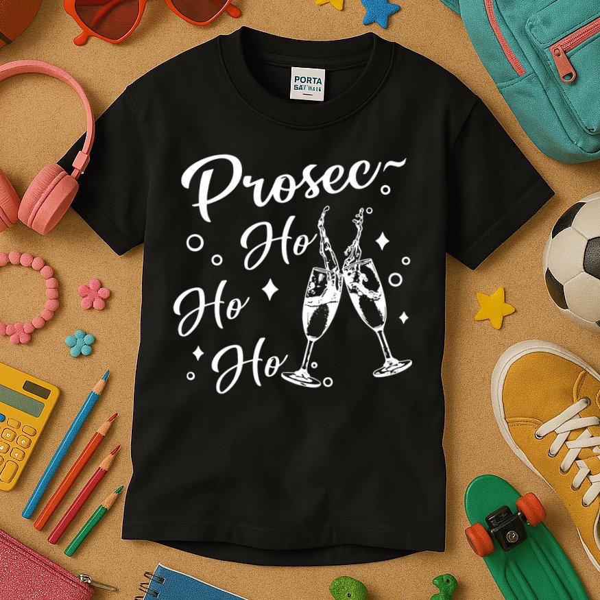 Funny Presecco Christmas Vacation Retro Prosec Ho Ho Ho Kids T-Shirt
