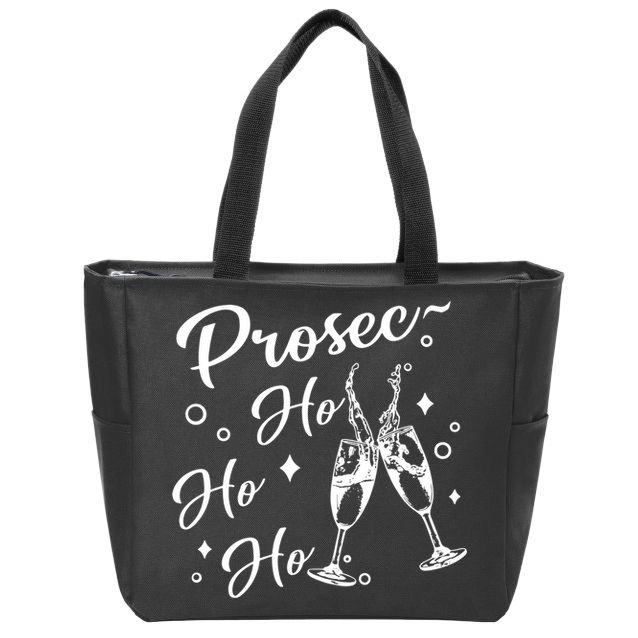 Funny Presecco Christmas Vacation Retro Prosec Ho Ho Ho Zip Tote Bag