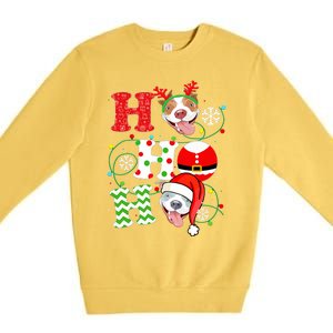 Funny Pitbull Christmas Ho Ho Ho Gift Dog Lover Xmas Long Sleeve Premium Crewneck Sweatshirt