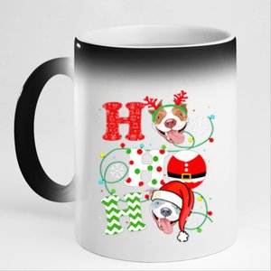 Funny Pitbull Christmas Ho Ho Ho Gift Dog Lover Xmas Long Sleeve 11oz Black Color Changing Mug