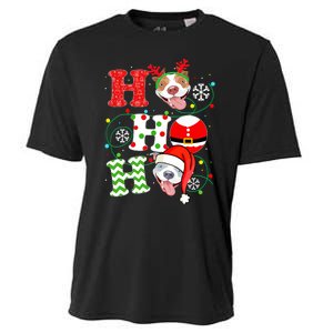 Funny Pitbull Christmas Ho Ho Ho Gift Dog Lover Xmas Long Sleeve Cooling Performance Crew T-Shirt