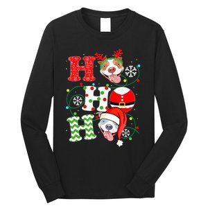 Funny Pitbull Christmas Ho Ho Ho Gift Dog Lover Xmas Long Sleeve Long Sleeve Shirt