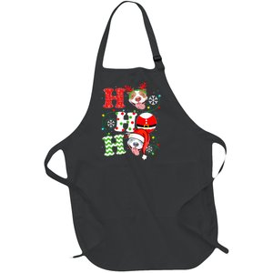 Funny Pitbull Christmas Ho Ho Ho Gift Dog Lover Xmas Long Sleeve Full-Length Apron With Pockets