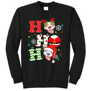 Funny Pitbull Christmas Ho Ho Ho Gift Dog Lover Xmas Long Sleeve Sweatshirt