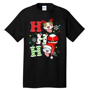 Funny Pitbull Christmas Ho Ho Ho Gift Dog Lover Xmas Long Sleeve Tall T-Shirt