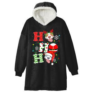 Funny Pitbull Christmas Ho Ho Ho Gift Dog Lover Xmas Long Sleeve Hooded Wearable Blanket