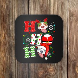 Funny Pitbull Christmas Ho Ho Ho Gift Dog Lover Xmas Long Sleeve Coaster