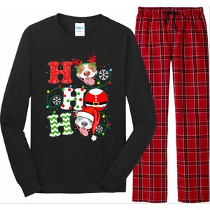 Funny Pitbull Christmas Ho Ho Ho Gift Dog Lover Xmas Long Sleeve Long Sleeve Pajama Set