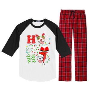 Funny Pitbull Christmas Ho Ho Ho Gift Dog Lover Xmas Long Sleeve Raglan Sleeve Pajama Set