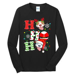 Funny Pitbull Christmas Ho Ho Ho Gift Dog Lover Xmas Long Sleeve Tall Long Sleeve T-Shirt