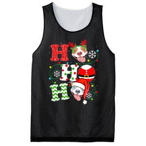 Funny Pitbull Christmas Ho Ho Ho Gift Dog Lover Xmas Long Sleeve Mesh Reversible Basketball Jersey Tank