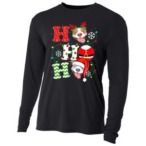 Funny Pitbull Christmas Ho Ho Ho Gift Dog Lover Xmas Long Sleeve Cooling Performance Long Sleeve Crew