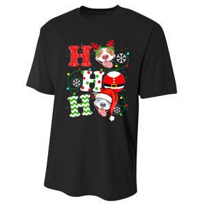 Funny Pitbull Christmas Ho Ho Ho Gift Dog Lover Xmas Long Sleeve Performance Sprint T-Shirt