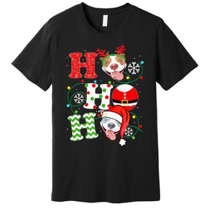 Funny Pitbull Christmas Ho Ho Ho Gift Dog Lover Xmas Long Sleeve Premium T-Shirt