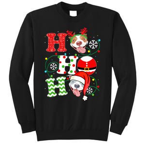 Funny Pitbull Christmas Ho Ho Ho Gift Dog Lover Xmas Long Sleeve Tall Sweatshirt