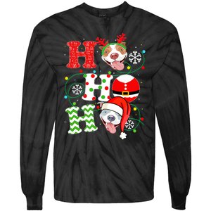 Funny Pitbull Christmas Ho Ho Ho Gift Dog Lover Xmas Long Sleeve Tie-Dye Long Sleeve Shirt