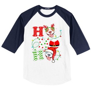 Funny Pitbull Christmas Ho Ho Ho Gift Dog Lover Xmas Long Sleeve Baseball Sleeve Shirt