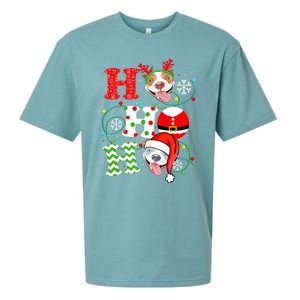 Funny Pitbull Christmas Ho Ho Ho Gift Dog Lover Xmas Long Sleeve Sueded Cloud Jersey T-Shirt