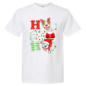 Funny Pitbull Christmas Ho Ho Ho Gift Dog Lover Xmas Long Sleeve Garment-Dyed Heavyweight T-Shirt