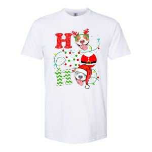 Funny Pitbull Christmas Ho Ho Ho Gift Dog Lover Xmas Long Sleeve Softstyle CVC T-Shirt