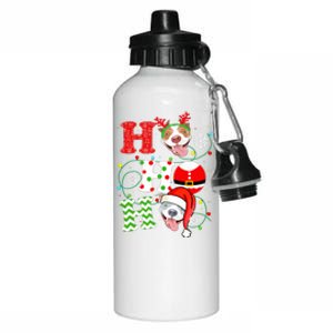 Funny Pitbull Christmas Ho Ho Ho Gift Dog Lover Xmas Long Sleeve Aluminum Water Bottle