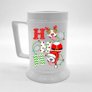 Funny Pitbull Christmas Ho Ho Ho Gift Dog Lover Xmas Long Sleeve Beer Stein