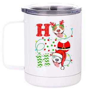 Funny Pitbull Christmas Ho Ho Ho Gift Dog Lover Xmas Long Sleeve 12 oz Stainless Steel Tumbler Cup