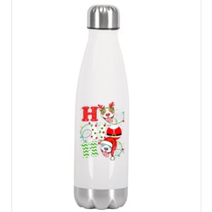 Funny Pitbull Christmas Ho Ho Ho Gift Dog Lover Xmas Long Sleeve Stainless Steel Insulated Water Bottle