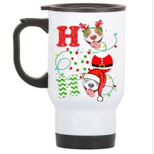 Funny Pitbull Christmas Ho Ho Ho Gift Dog Lover Xmas Long Sleeve Stainless Steel Travel Mug