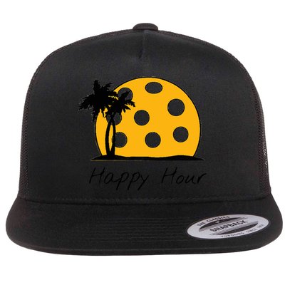 Fun Pickleball Cute Gift Happy Hour W/ Huge Pickleball Sunset Cute Gift Flatbill Hat