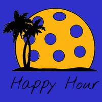 Fun Pickleball Cute Gift Happy Hour W/ Huge Pickleball Sunset Cute Gift Kids T-Shirt