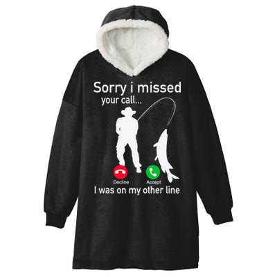 Fishing Phone Call With Fishing Line Funny Fish Fisherman Hooded Wearable Blanket