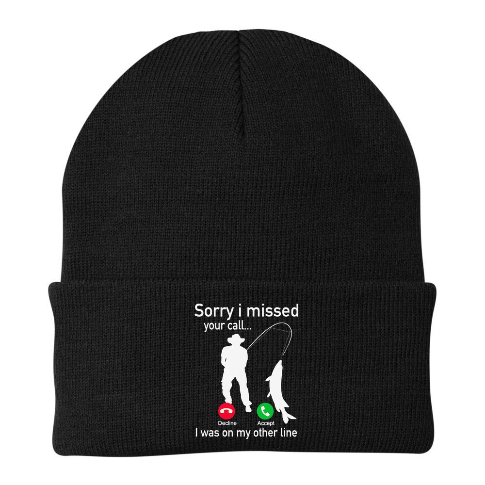 Fishing Phone Call With Fishing Line Funny Fish Fisherman Beanie
