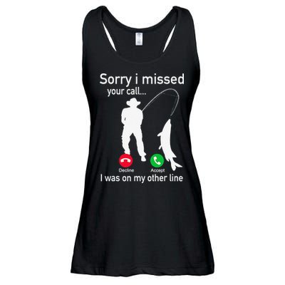 Fishing Phone Call With Fishing Line Funny Fish Fisherman Ladies Essential Flowy Tank
