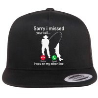 Fishing Phone Call With Fishing Line Funny Fish Fisherman Flat Bill Trucker Hat