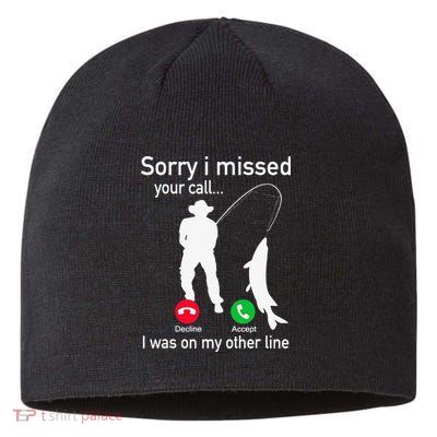 Fishing Phone Call With Fishing Line Funny Fish Fisherman Sustainable Beanie