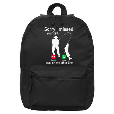 Fishing Phone Call With Fishing Line Funny Fish Fisherman 16 in Basic Backpack
