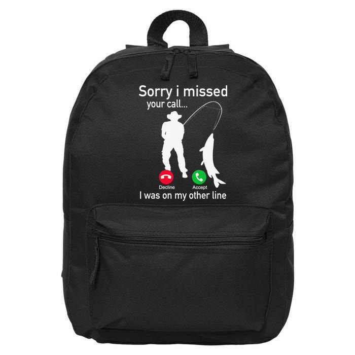 Fishing Phone Call With Fishing Line Funny Fish Fisherman 16 in Basic Backpack