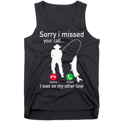 Fishing Phone Call With Fishing Line Funny Fish Fisherman Tank Top