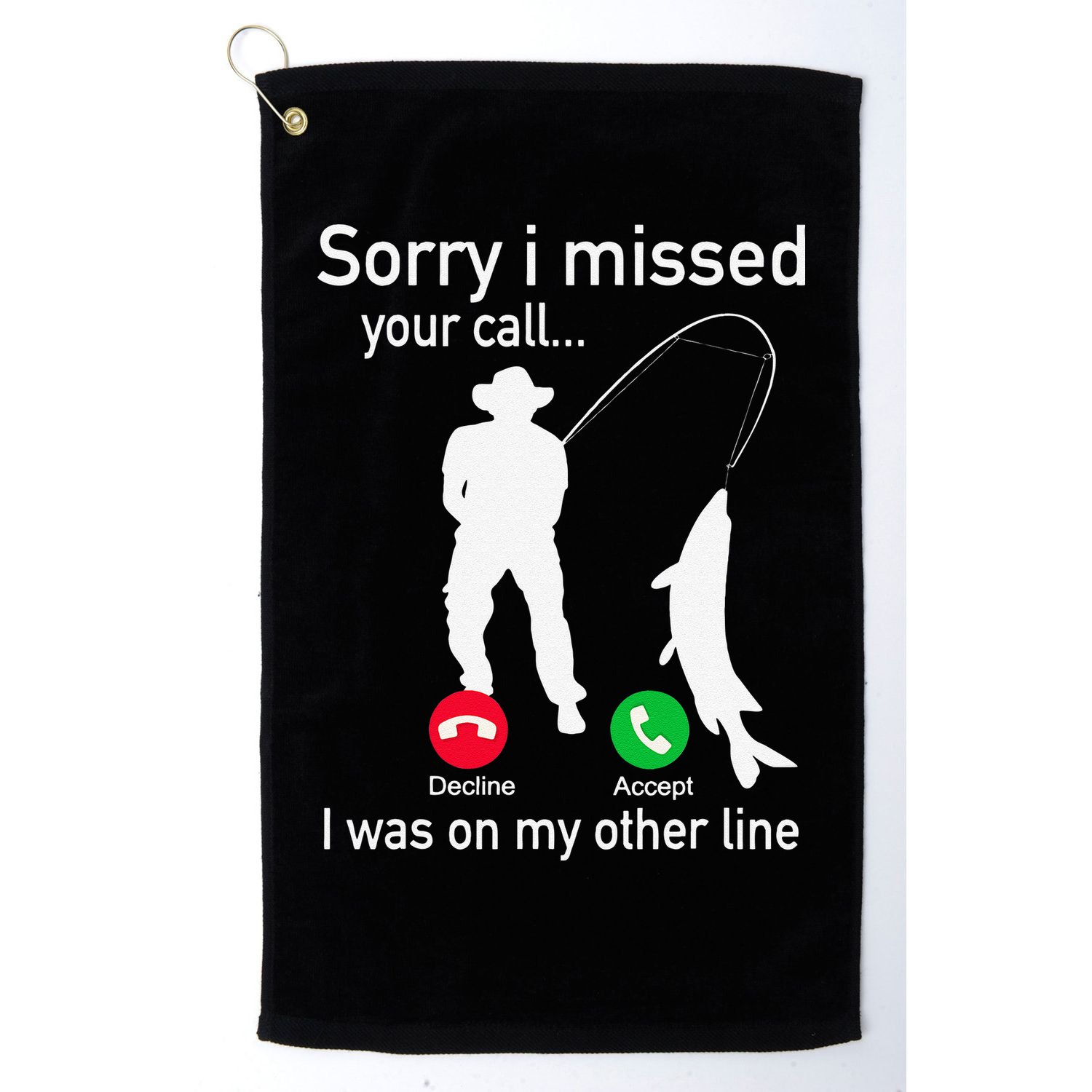 Fishing Phone Call With Fishing Line Funny Fish Fisherman Golf Towel