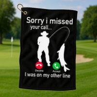 Fishing Phone Call With Fishing Line Funny Fish Fisherman Golf Towel