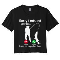 Fishing Phone Call With Fishing Line Funny Fish Fisherman Crop Top