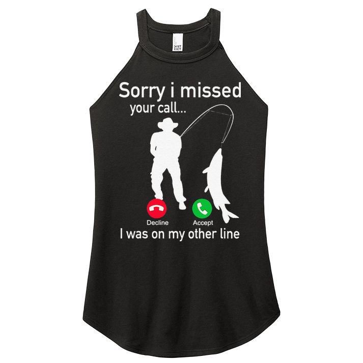 Fishing Phone Call With Fishing Line Funny Fish Fisherman Women's Perfect Tri Rocker Tank
