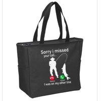 Fishing Phone Call With Fishing Line Funny Fish Fisherman Zip Tote Bag