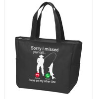 Fishing Phone Call With Fishing Line Funny Fish Fisherman Zip Tote Bag
