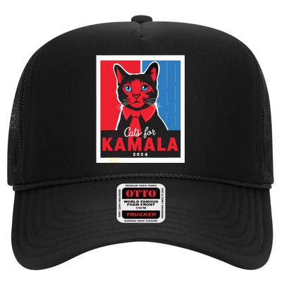 Funny Political Cats For Kamala Feline Lover Supporter High Crown Mesh Back Trucker Hat