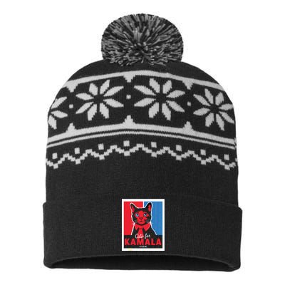 Funny Political Cats For Kamala Feline Lover Supporter USA-Made Snowflake Beanie