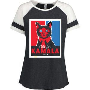 Funny Political Cats For Kamala Feline Lover Supporter Enza Ladies Jersey Colorblock Tee