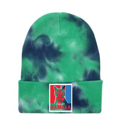 Funny Political Cats For Kamala Feline Lover Supporter Tie Dye 12in Knit Beanie