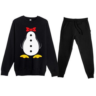 funny Penguin Costume Tuxedo Halloween Gift Premium Crewneck Sweatsuit Set